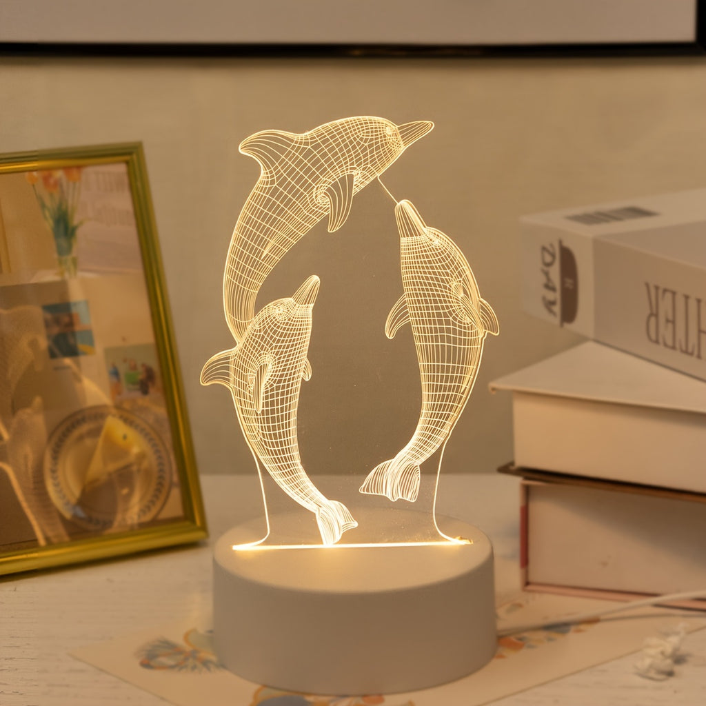 DelfínLuz — Lámpara 3D de Delfines USB