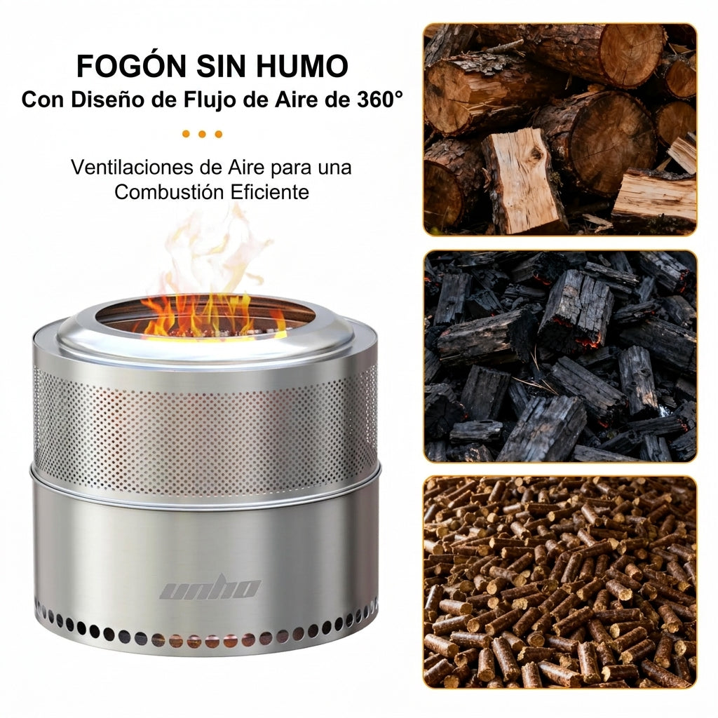 Chimenea Solana — Hoguera de Acero Inoxidable sin Humo