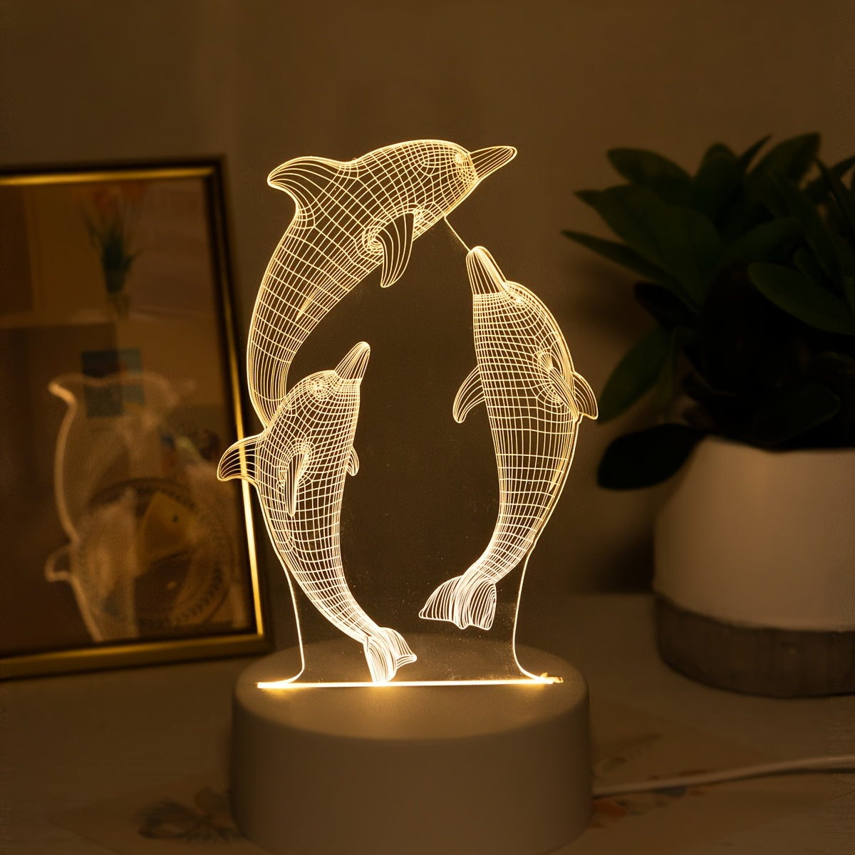 DelfínLuz — Lámpara 3D de Delfines USB