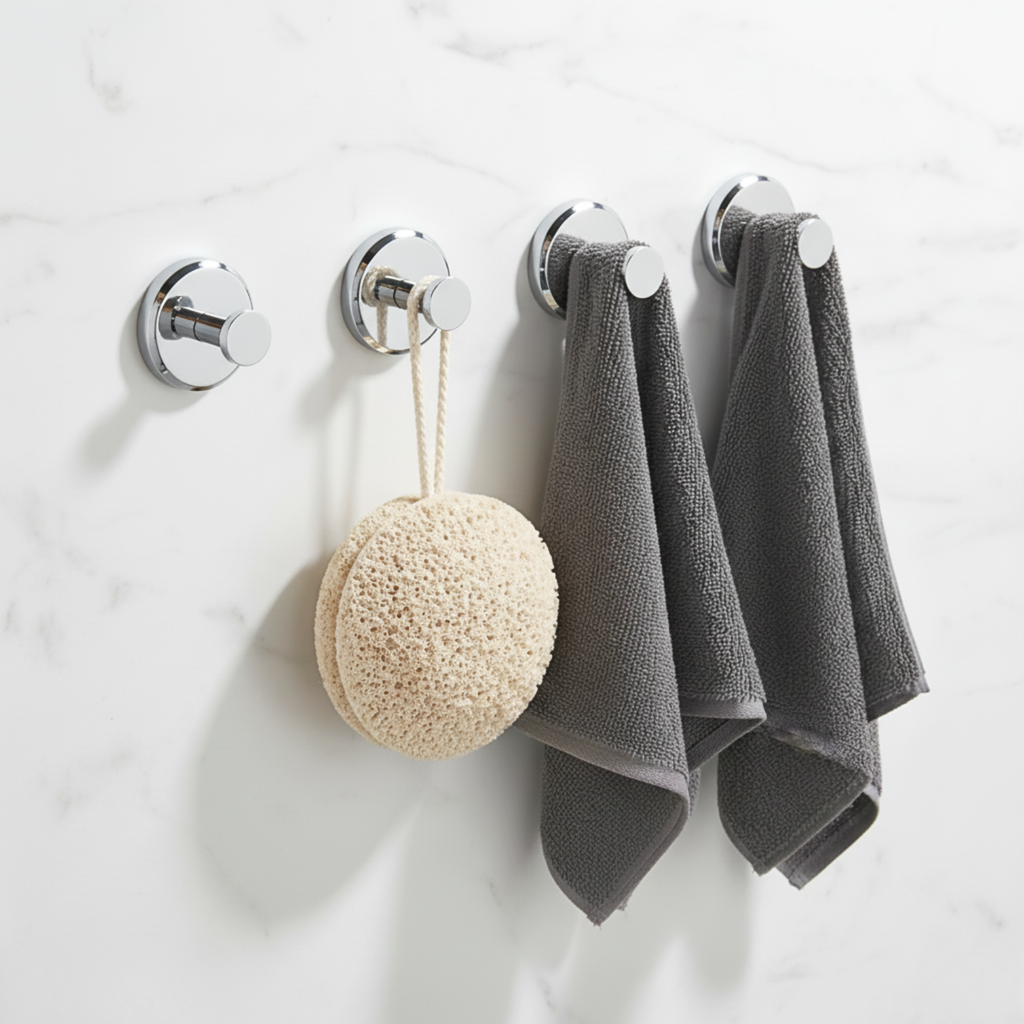 Ganchos de Baño con Ventosa — Set de 4 sin Taladrar