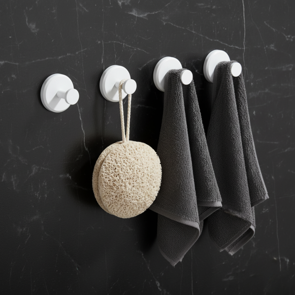 Ganchos de Baño con Ventosa — Set de 4 sin Taladrar