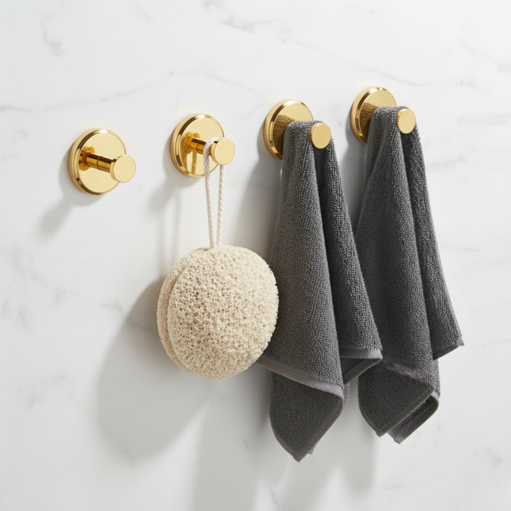 Ganchos de Baño con Ventosa — Set de 4 sin Taladrar