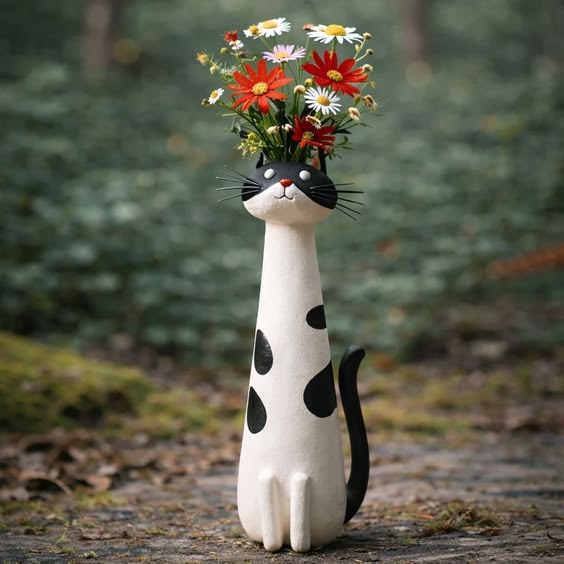 GatoFlor — Jarrón Decorativo con Forma de Gato