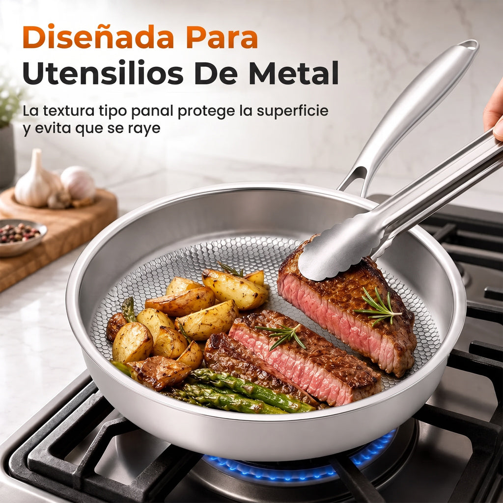 Sartén apta para utensilios de metal
