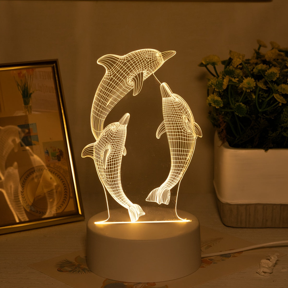 DelfínLuz — Lámpara 3D de Delfines USB