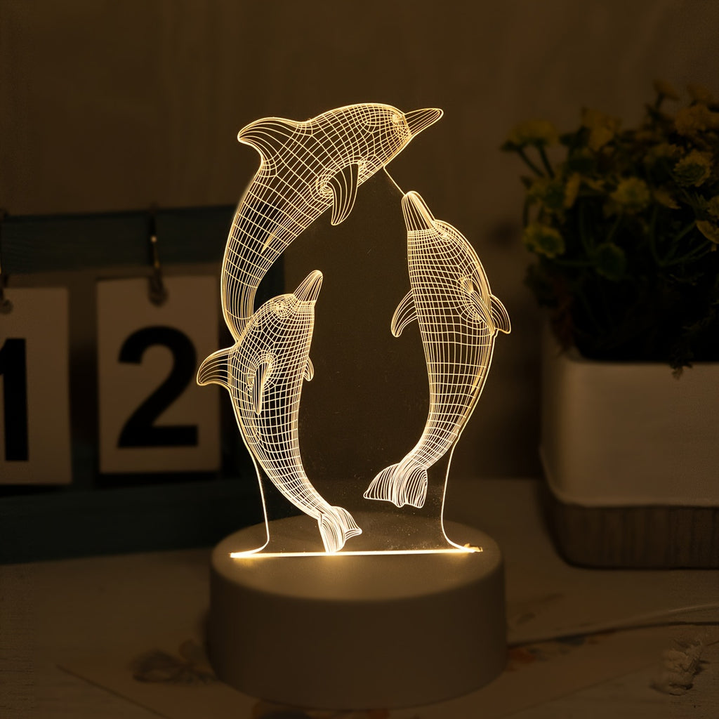 DelfínLuz — Lámpara 3D de Delfines USB