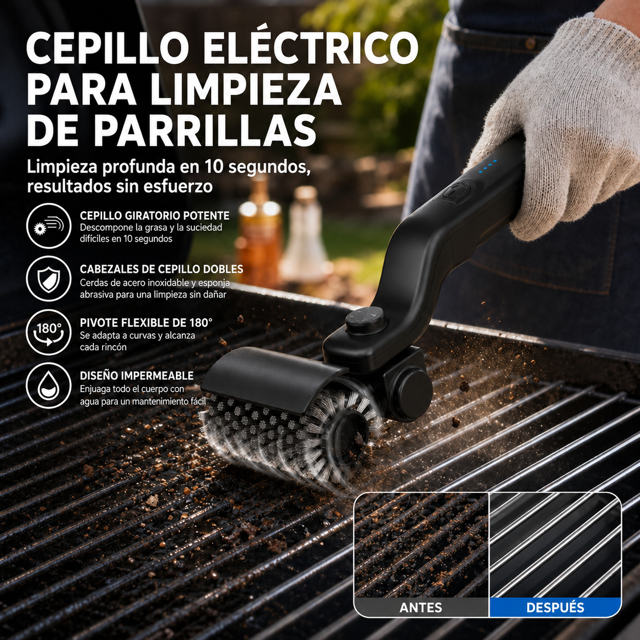 BrasaLimpia — Cepillo Eléctrico para Barbacoa