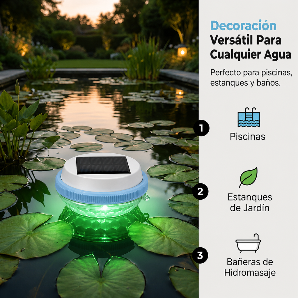 Luz Solar Flotante — Cambia de Color y Sumergible