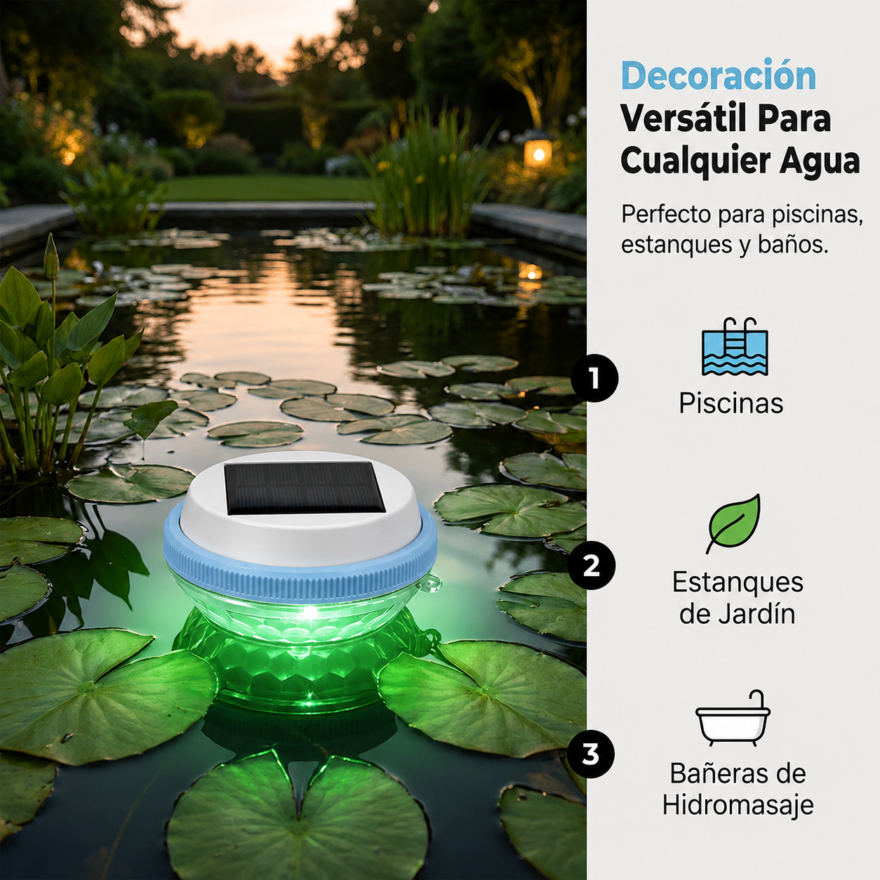 Luz Solar Flotante — Cambia de Color y Sumergible
