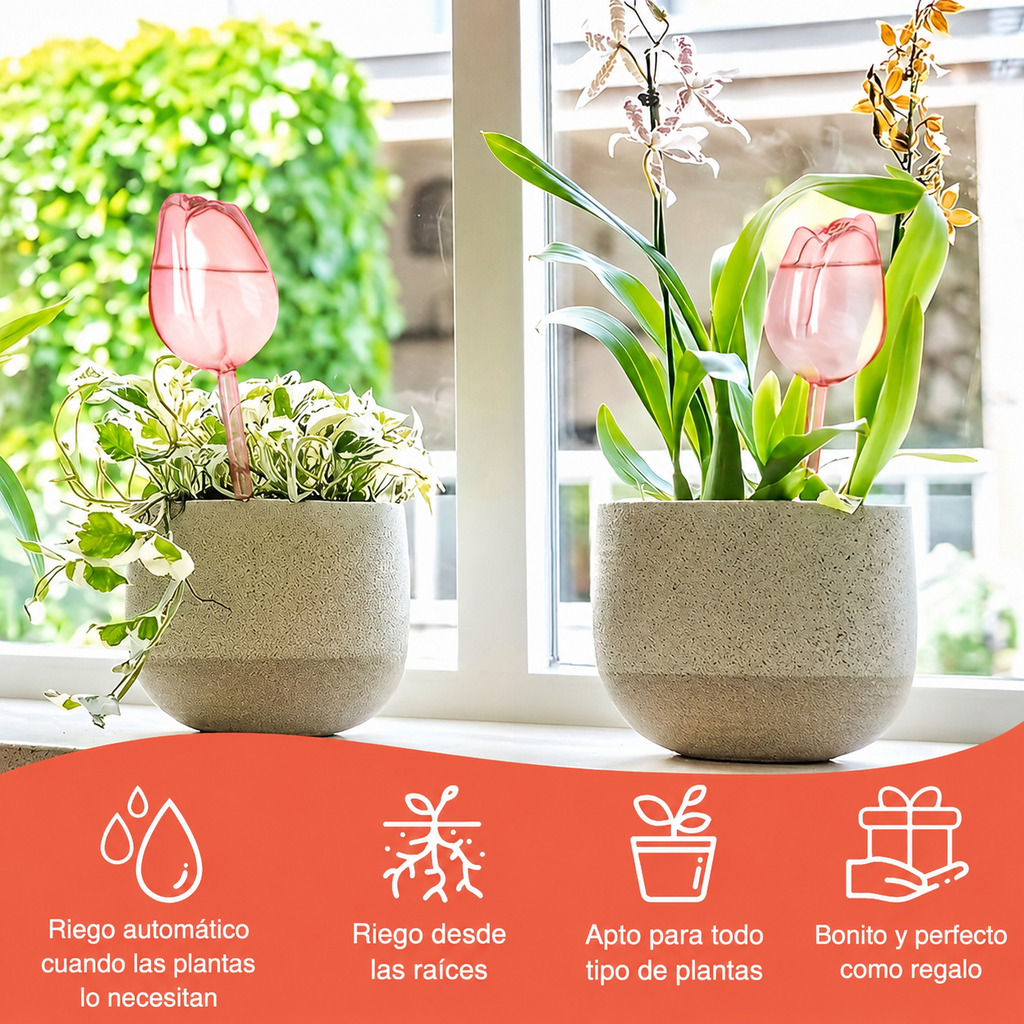 RiegoFlor — Set de 3 Bolas de Riego con Forma de Tulipán