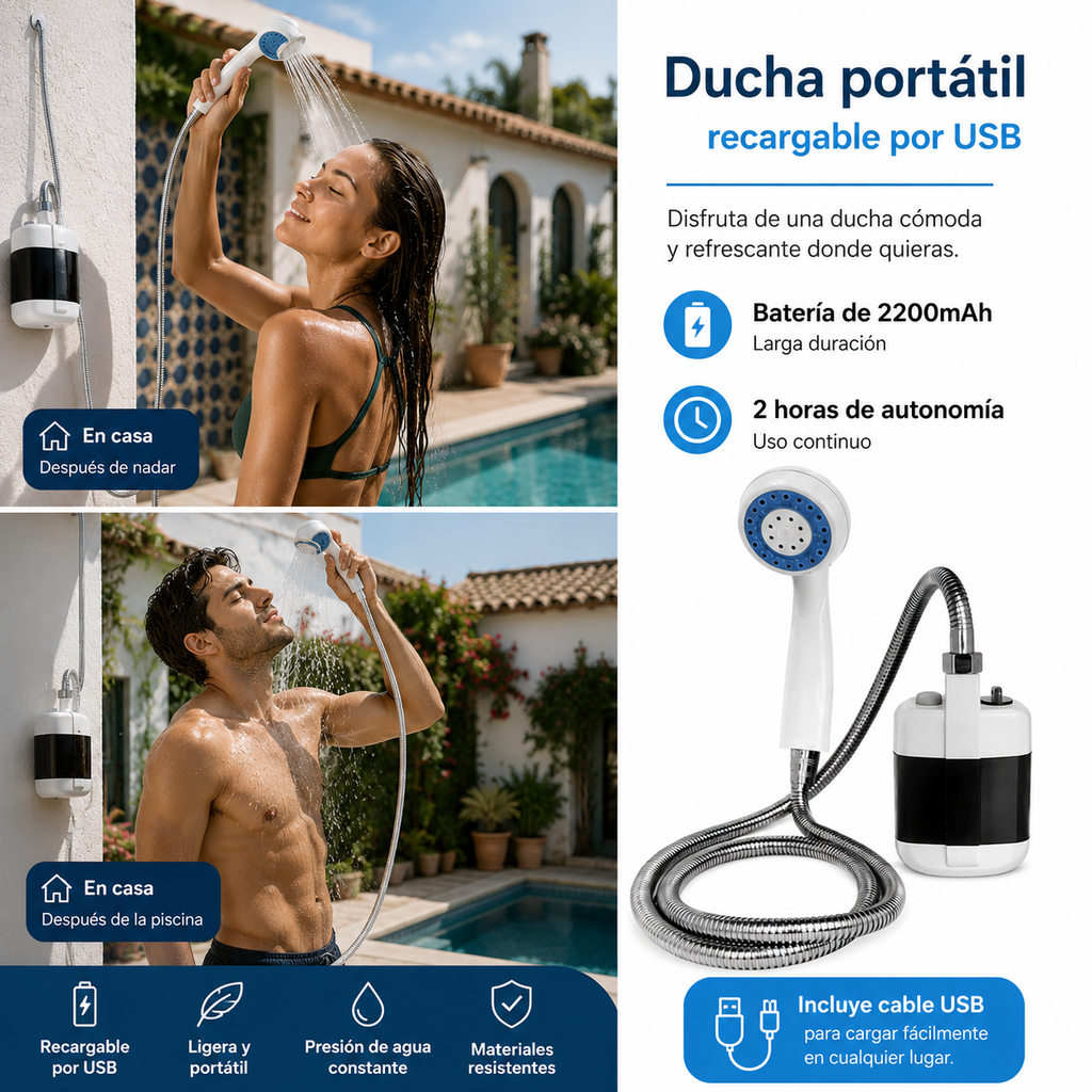 Ducha Portátil de Verano — Fresca y Lista en Segundos