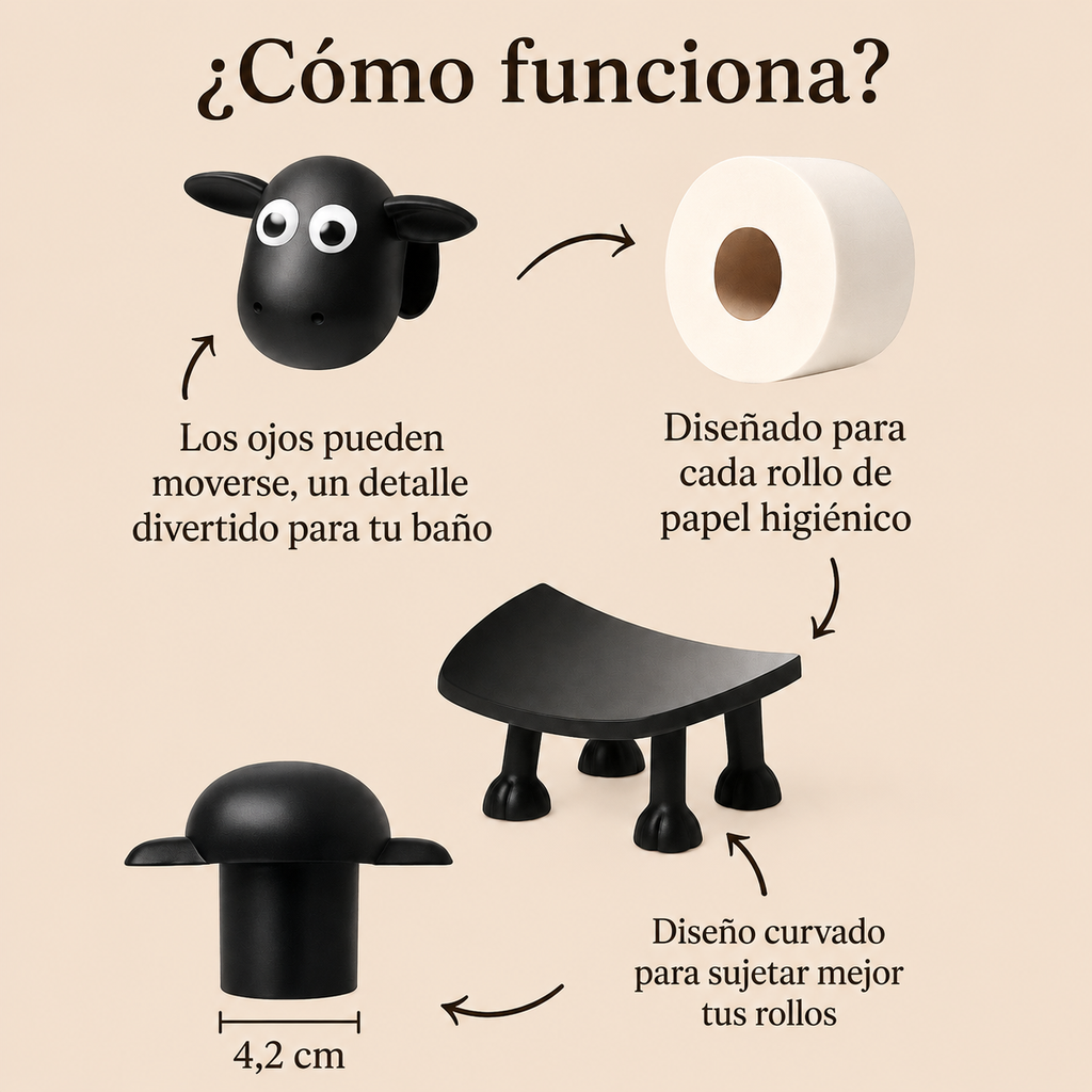 Soporte de Papel Higiénico Ovejas Sombra | Set de 3
