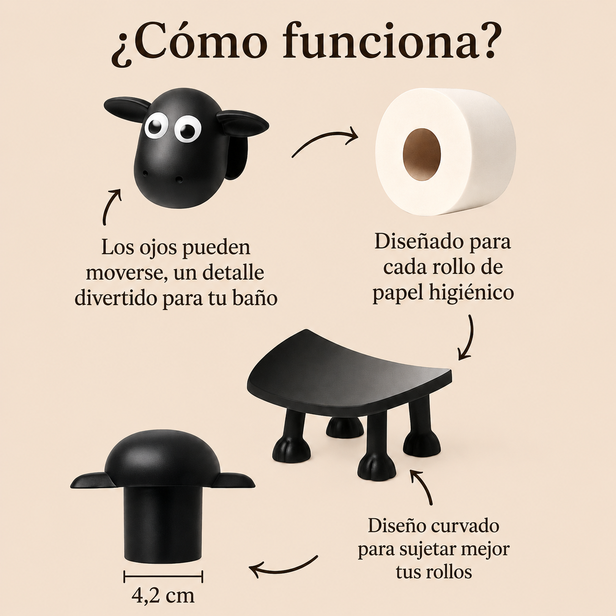 Soporte de Papel Higiénico Ovejas Sombra | Set de 3