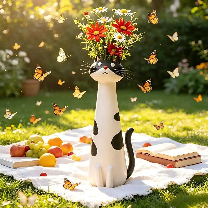 GatoFlor — Jarrón Decorativo con Forma de Gato
