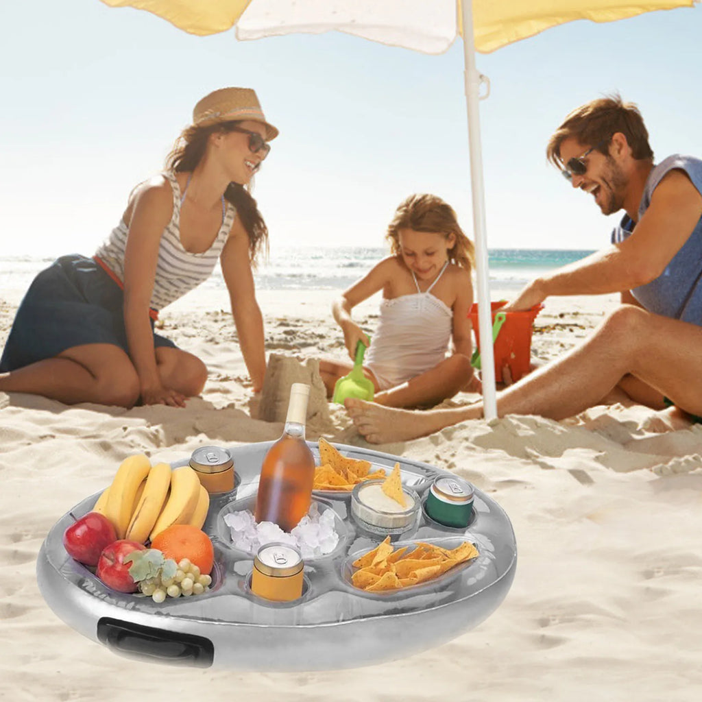 Bandeja Flotante Inflable para Piscina con Portavasos y Snacks