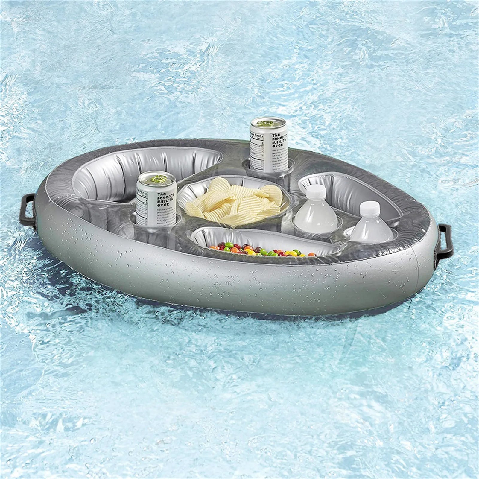 Bandeja Flotante Inflable para Piscina con Portavasos y Snacks