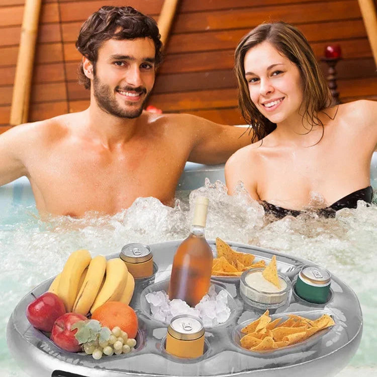 Bandeja Flotante Inflable para Piscina con Portavasos y Snacks