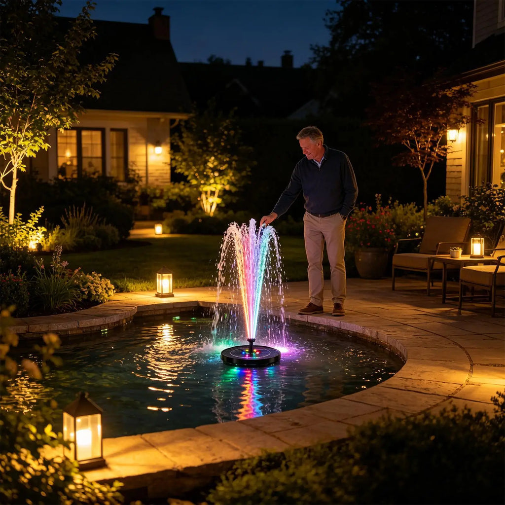 AquaSol — Fuente Flotante Solar con LED