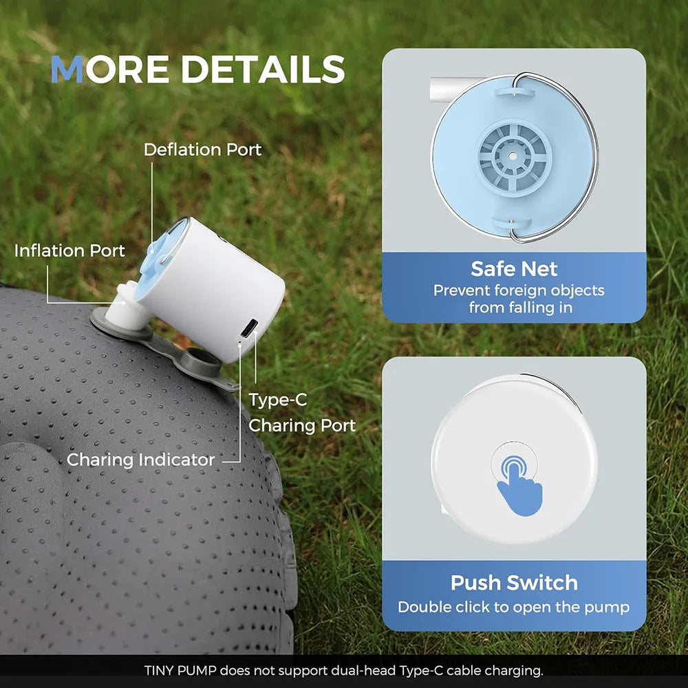 Bomba de Aire Portátil — Recargable USB-C con Luz LED