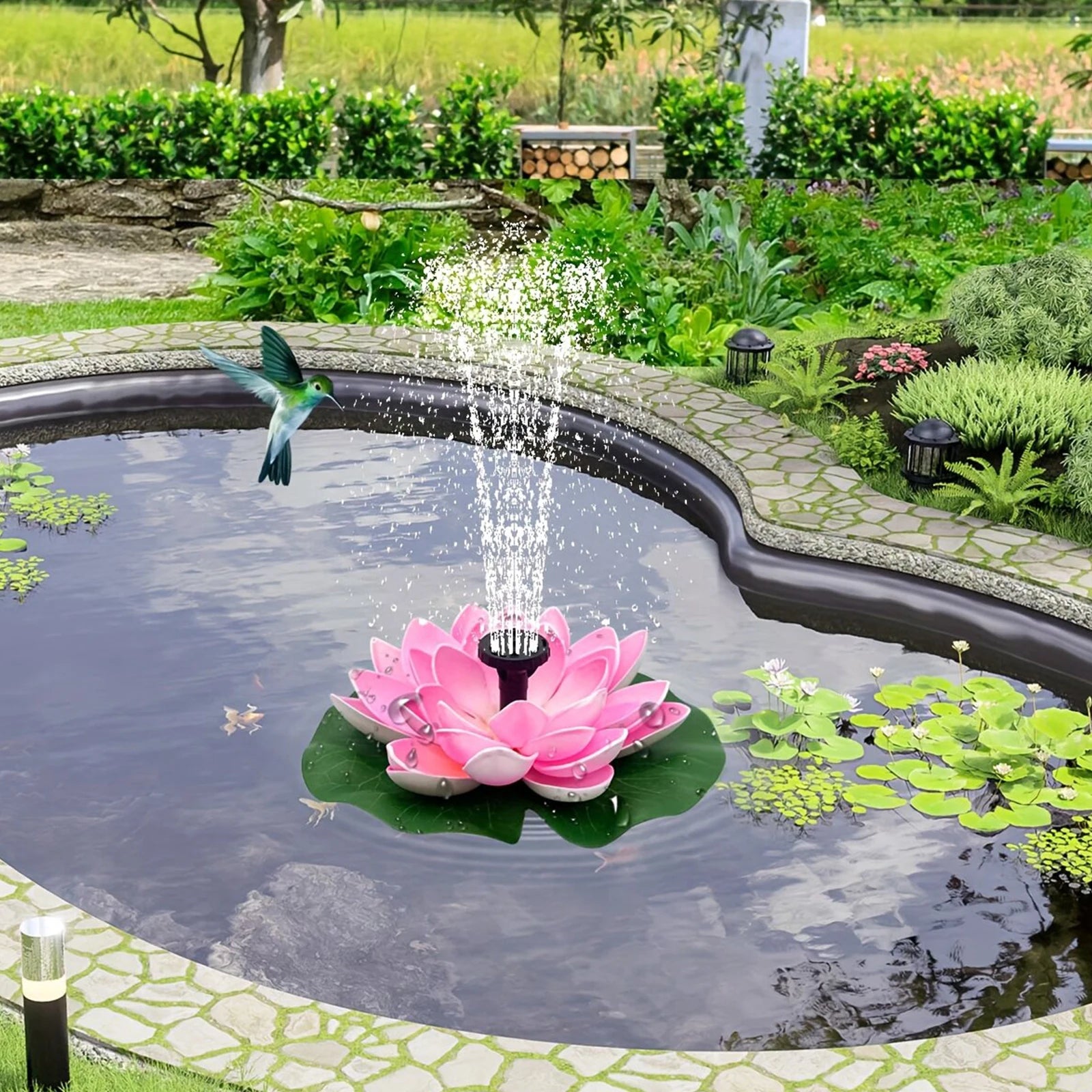 Fuente Solar de Loto Flotante