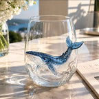 OcéanoVivo — Set de 4 Vasos de Cristal con Figuras Marinas