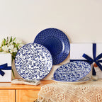 Set de 4 Platos Porcelana Azul y Blanco
