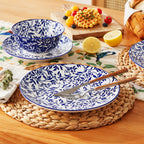 Set de 4 Platos Porcelana Azul y Blanco