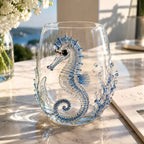 OcéanoVivo — Set de 4 Vasos de Cristal con Figuras Marinas
