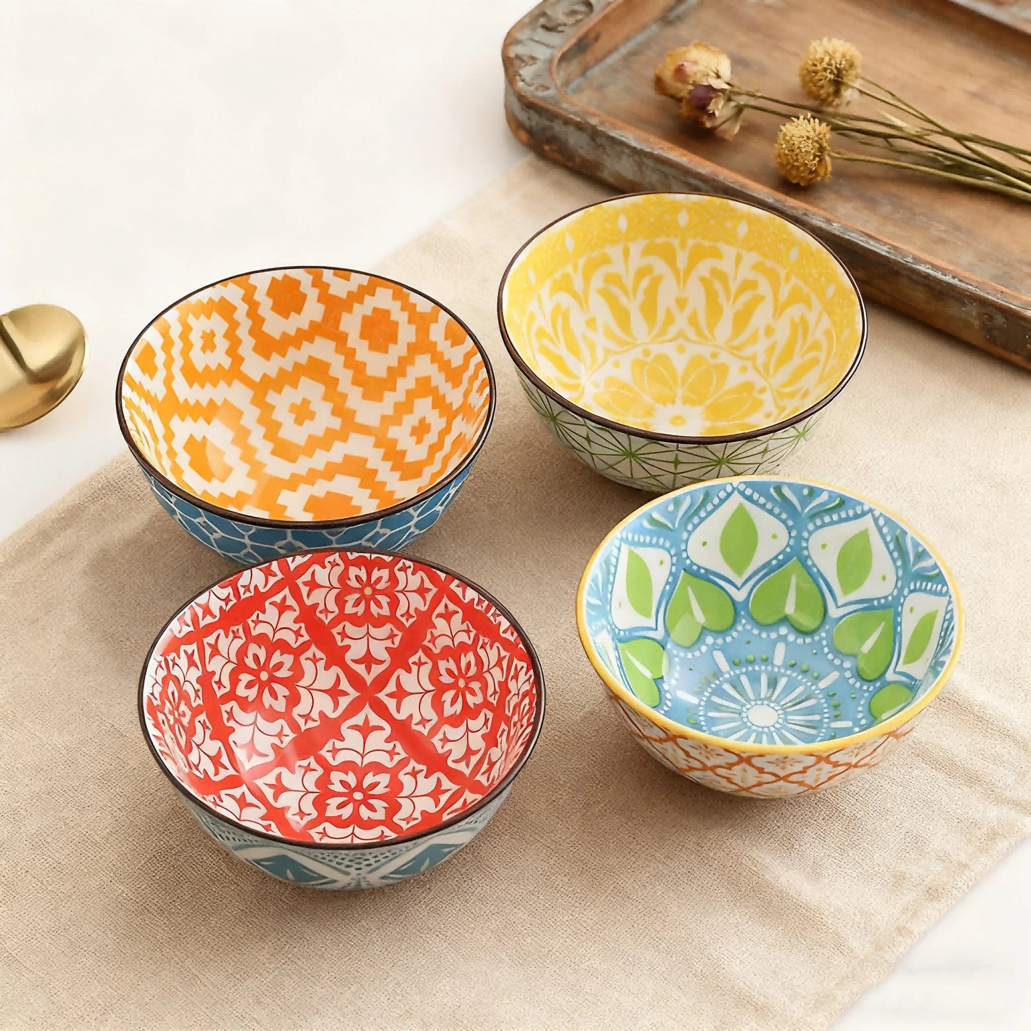 Set de 4 Boles de Cerámica Bohemios