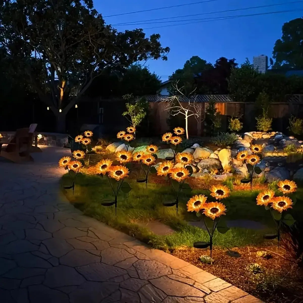 Luces Solares de Jardín en Forma de Girasol LED - Juego de 3