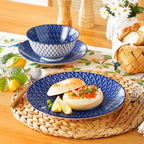 Set de 4 Platos Porcelana Azul y Blanco