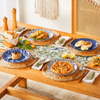 Set de 4 Platos Porcelana Azul y Blanco