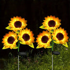 Luces Solares de Jardín en Forma de Girasol LED - Juego de 3
