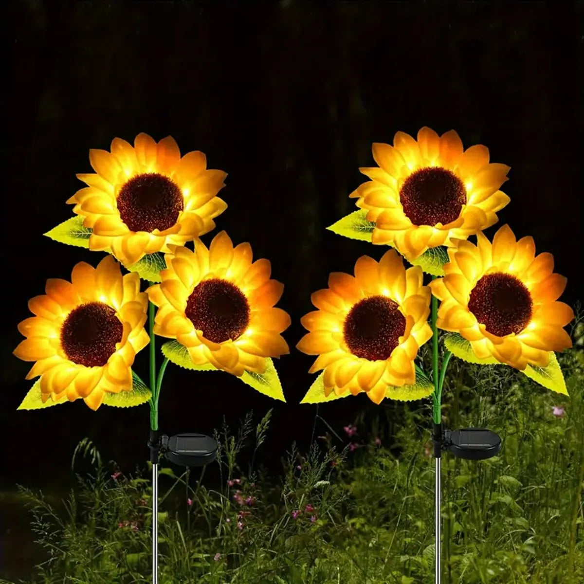 Luces Solares de Jardín en Forma de Girasol LED - Juego de 3