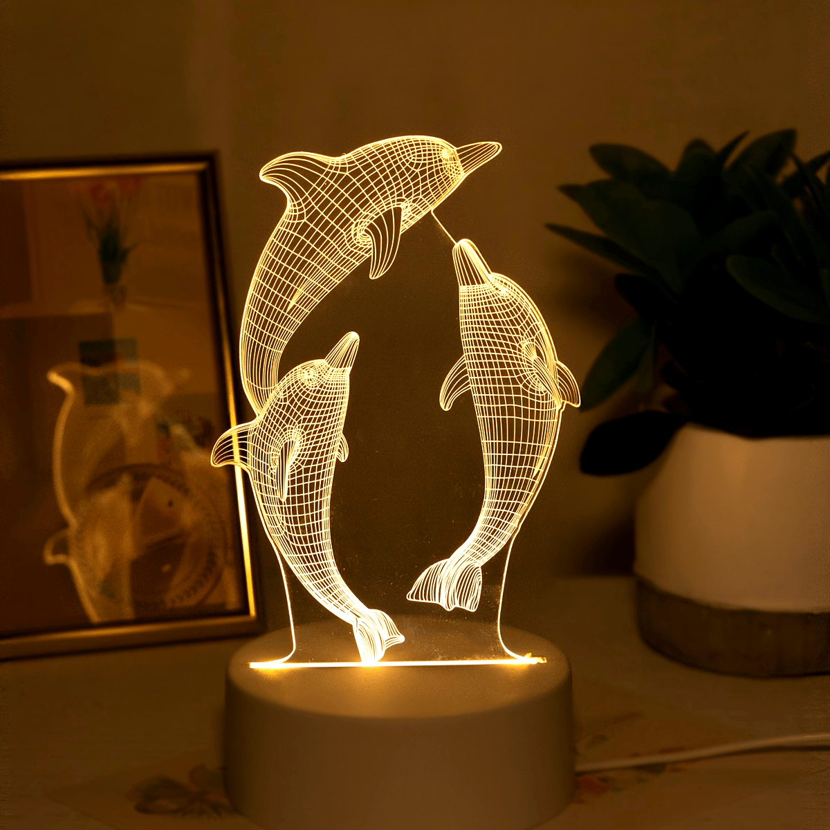 DelfínLuz — Lámpara 3D de Delfines USB