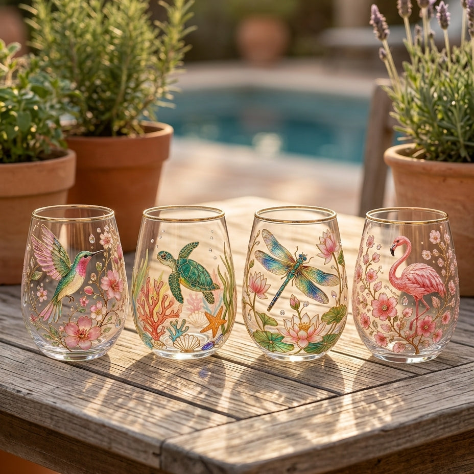 FloraViva™ — Set de 4 Vasos Pintados a Mano