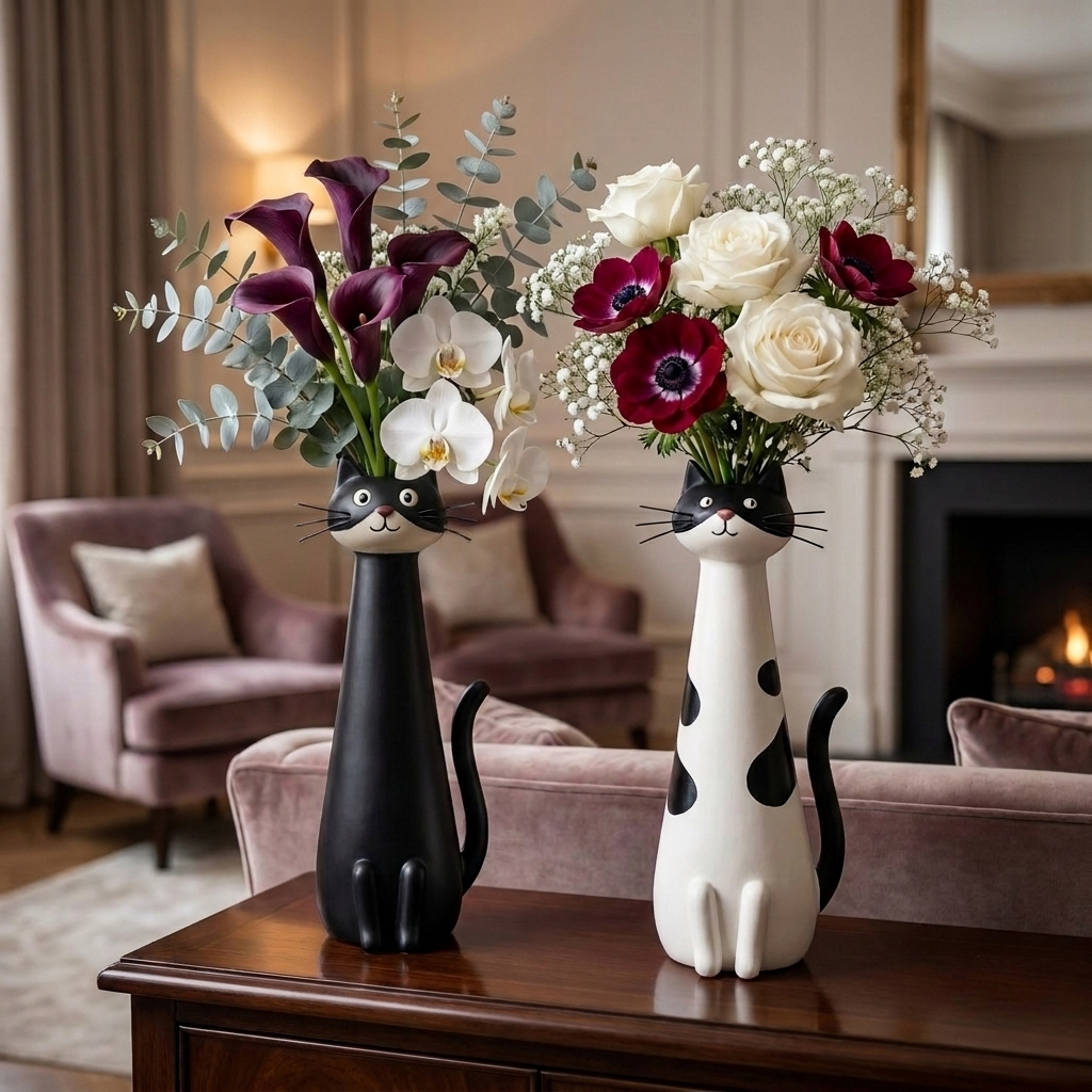 GatoFlor — Jarrón Decorativo con Forma de Gato
