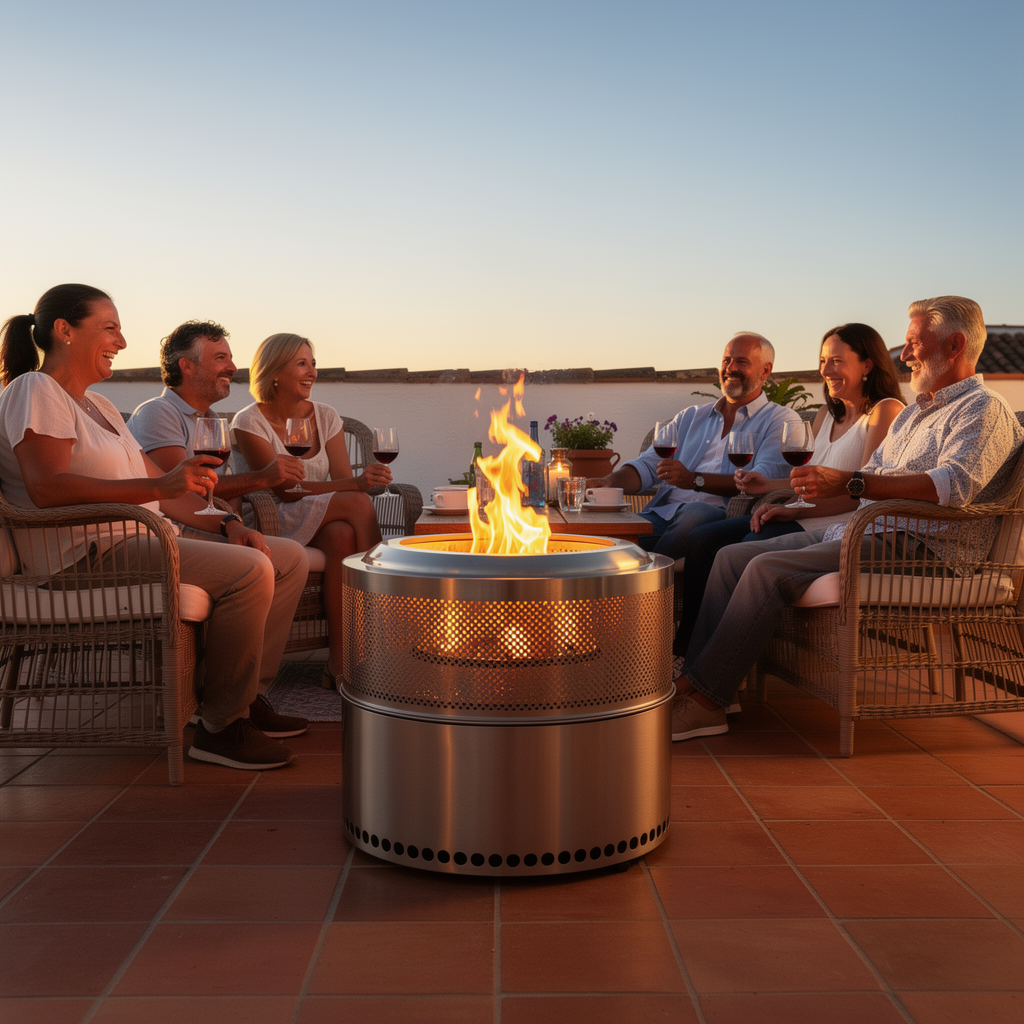 Chimenea Solana — Hoguera de Acero Inoxidable sin Humo