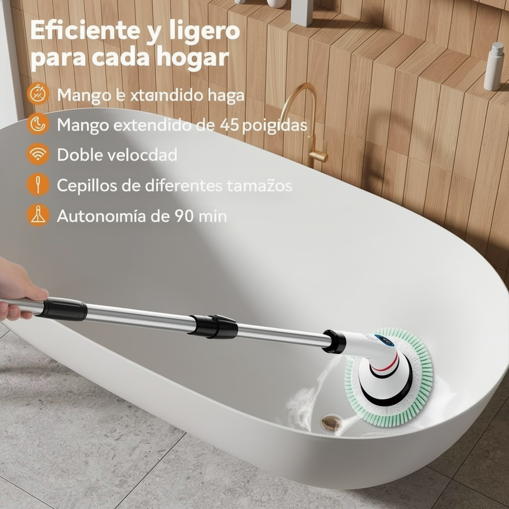 Cepillo Eléctrico Giratorio de Limpieza Inalámbrico - 7 Cabezales Intercambiables