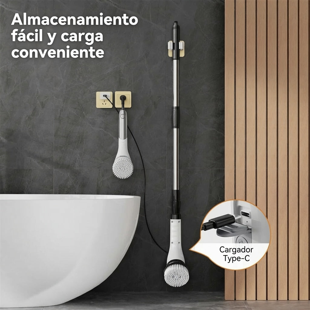 Cepillo Eléctrico Giratorio de Limpieza Inalámbrico - 7 Cabezales Intercambiables