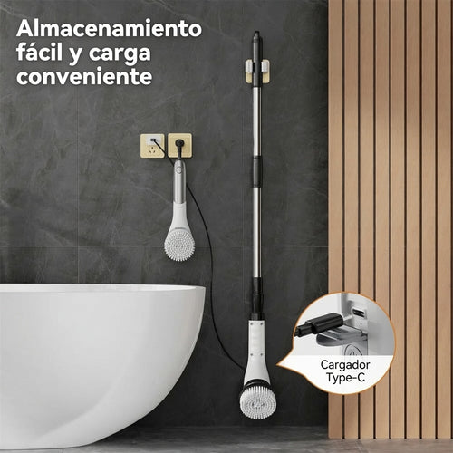 Cepillo Eléctrico Giratorio de Limpieza Inalámbrico - 7 Cabezales Intercambiables
