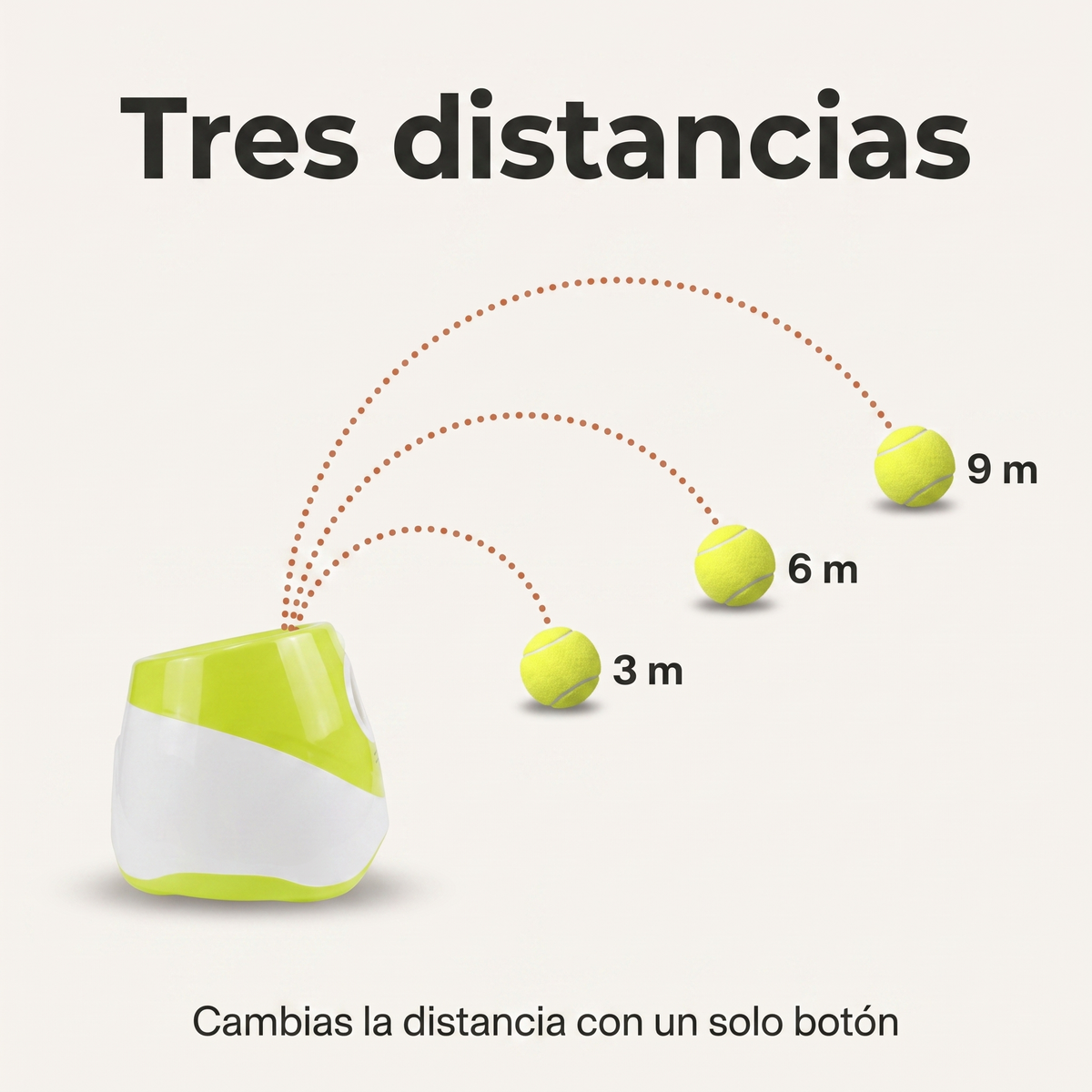 Tres distancias de lanzamiento: 3, 6 y 9 metros
