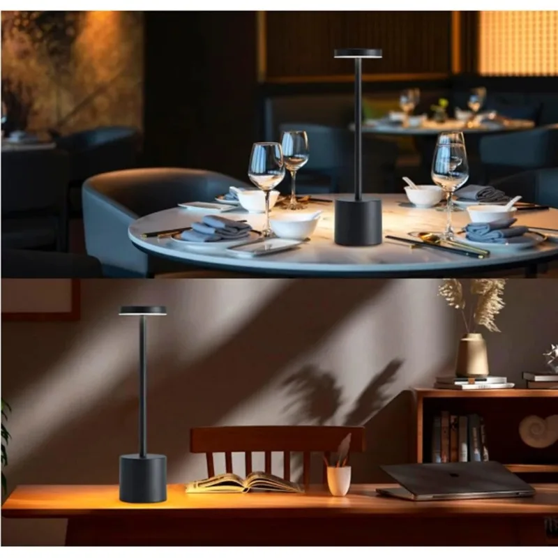 Lámpara de Mesa Inalámbrica — Metal Recargable para Restaurantes