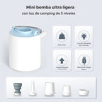 Bomba de Aire Portátil — Recargable USB-C con Luz LED