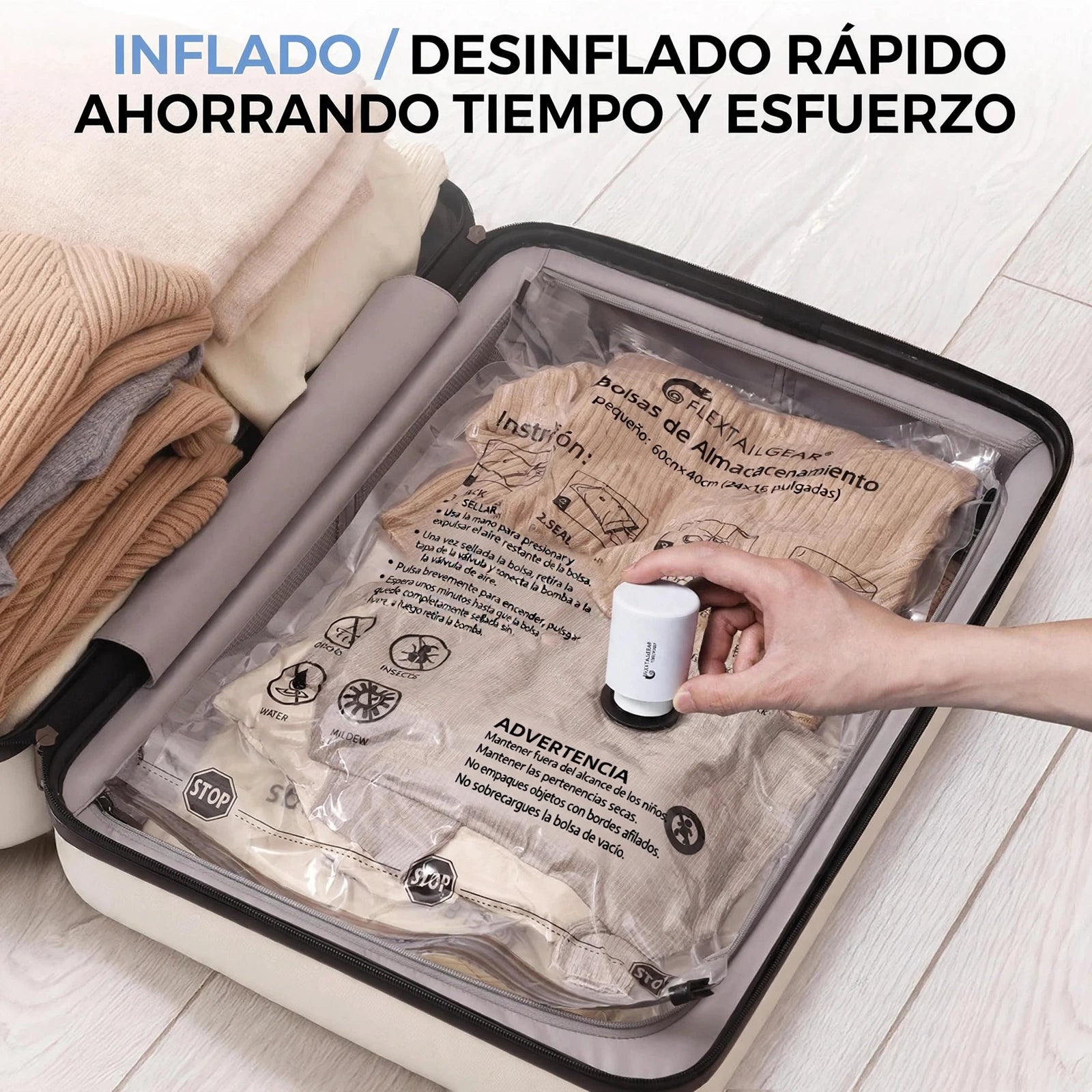 Bomba de Aire Portátil — Recargable USB-C con Luz LED
